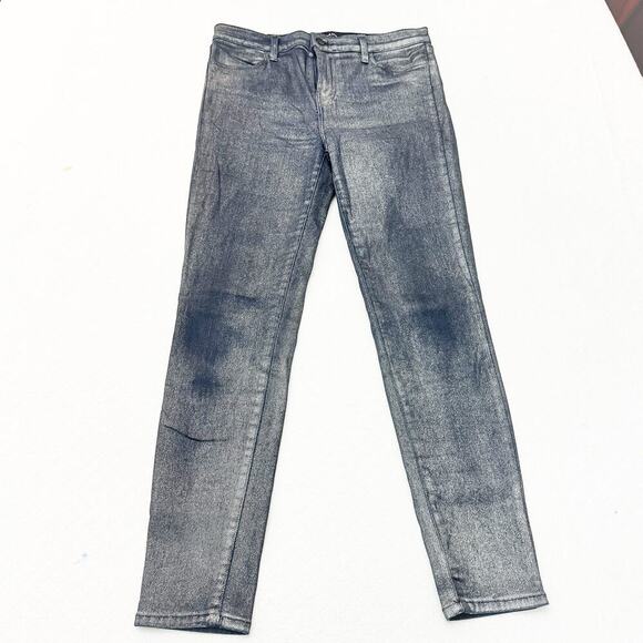 J Brand Alana Midnight Metallic Skinny Denim Shimmer Jeans Size 29 - Picture 2 of 9